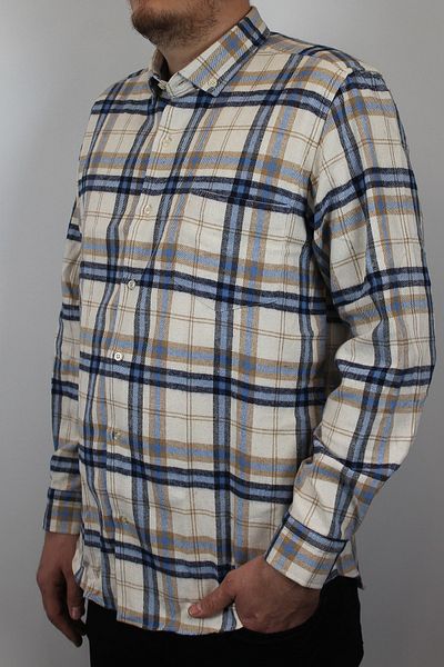 TANİŞ GİYİM Men's Regular Fit Thick Pocket Plaid Blue/white Lumberjack Shirt