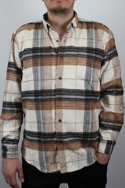 TANİŞ GİYİM Men's Regular Fit Thick Pocket Plaid Brown/white Lumberjack Shirt