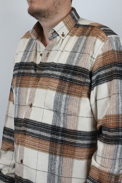 TANİŞ GİYİM Men's Regular Fit Thick Pocket Plaid Brown/white Lumberjack Shirt