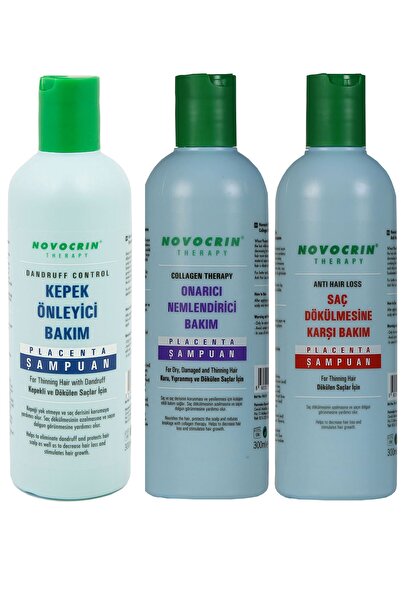 Novocrin Placenta Saç Bakım Şampuan Seti 3 Lü Paket