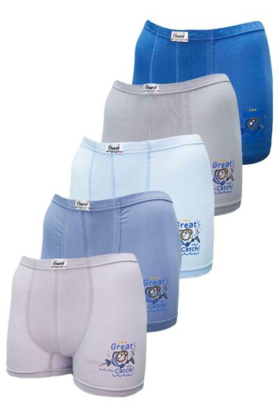 Onurel Комплект от 5 цветни боксерки за момче с щампа на риба и ликра