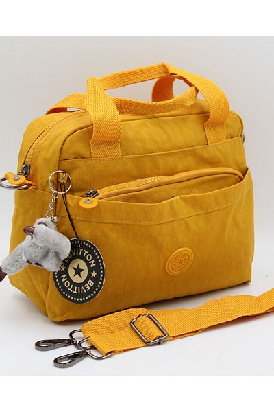Bevitton Women's Mustard Zippered Lined Adjustable Strap Multi-Compartment Bag 4200