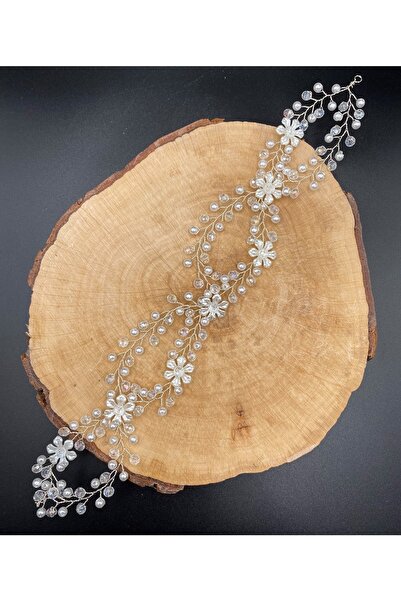 gelinmz Coroană de mireasă și accesoriu de păr realizat integral manual, cu c...