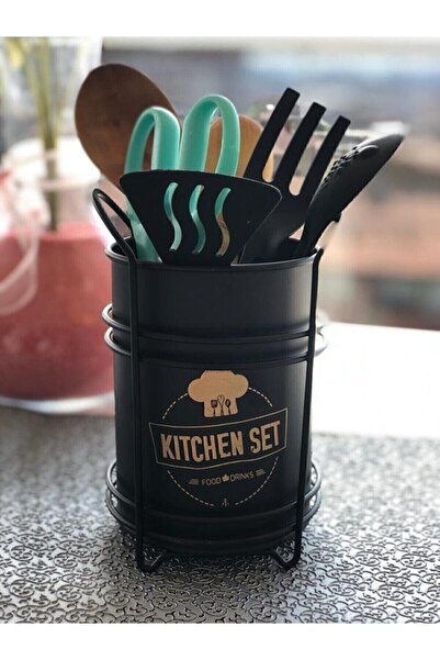 Trouvaille Kaşıklık Tezgah Üstü Dekoratif Metal Kaşıklık Çatallık Büyük Boy