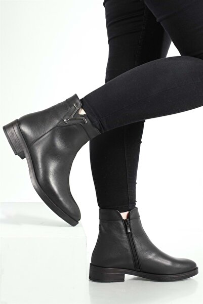 Castle Black 21893-1 Kadın Hakiki Deri Fermuarlı Bot