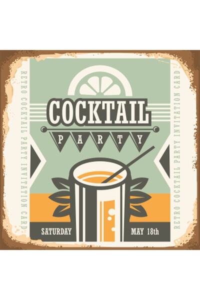 Hayat Poster Cocktail Party Lare Retro Wooden Poster