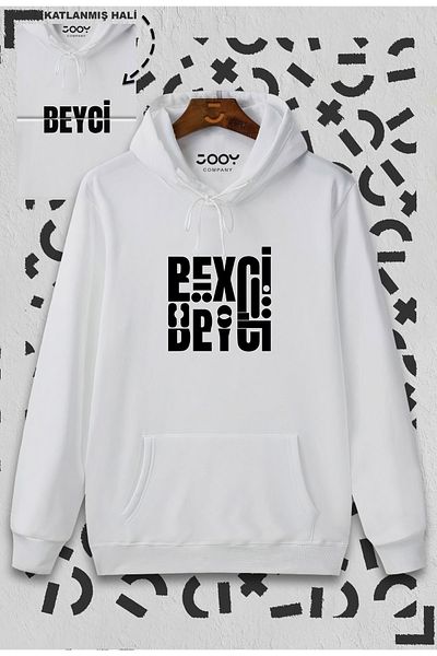 Jooy Company Hanorac alb cu glugă cu design pliat Beyci