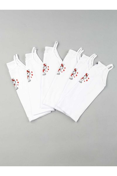 GÜMÜŞ Tricou pentru fetiță cu bretele din frânghie imprimat din 6 piese