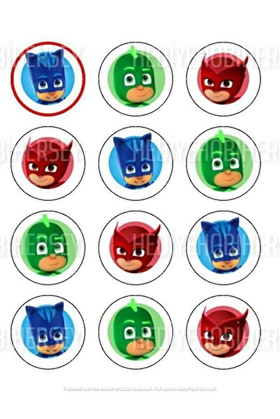 hediyehobihersey Yeni Pjmasks Resimli Yenilebilir Pasta Üstü Şeker Kağıdı Bas...