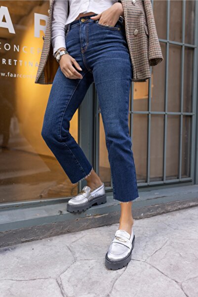 ANGELİNA JONES Crespo Kadın Gumus Parasut Kumaş Toka Detay Loafer Ayakkabı