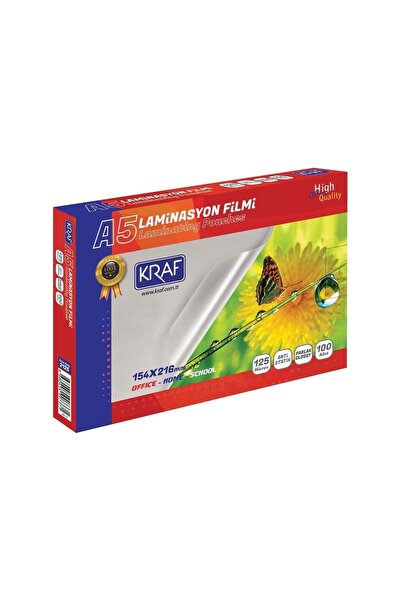 KRAF Laminasyon Filmi Parlak A5 (15X21cm) 125mic 100'lü Paket 17x25 Ebatında