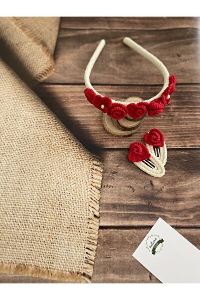 NATURA DESİGN Red Crown with Heart - Set of 2 Buckles with Gift