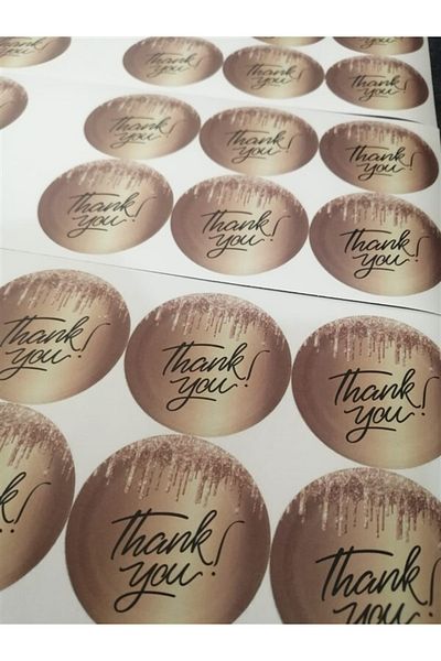 anka design Sticker Coated (4x4cm) 48 Pieces - Thank You-