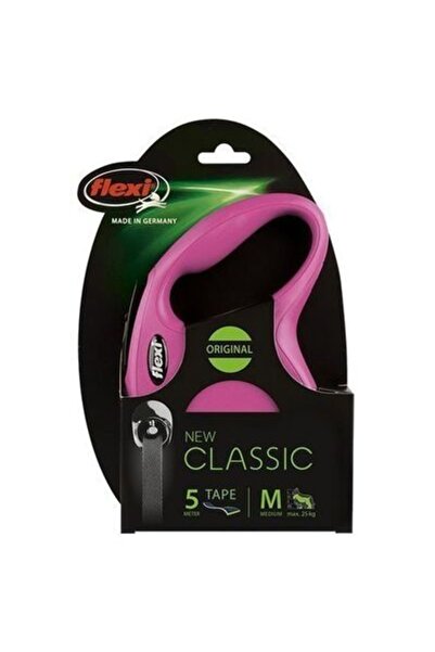 Flexi New Classic Pembe Otomatik Şerit Köpek Gezdirme Tasması-m