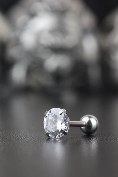 Valhalla Cerrahi Çelik Kıkırdak Tragus Helix Zirkon Taş Etnik Piercing