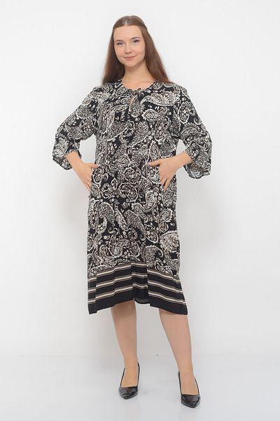 TUSSE 100% Cotton Woven Flower Patterned Non-Stick to Lines Large Size Flowy Classic Dress