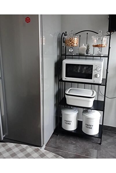 Ferforje Naz tasarım Naz Tasarım Ferforje Dekorasyon 4 Katlı Çok Amaçlı Düz R...