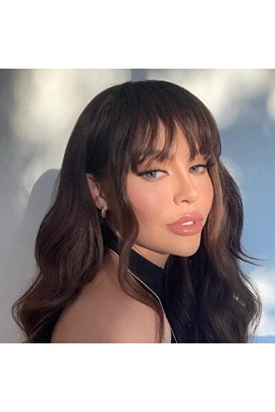 CESLİFE Fındık Kahve Takma Kahkül - Fön Maşa Uygulanabilir Gerçek Saç Doğal G...