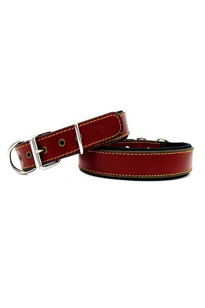 Tasma Market Red Soft Textured Leather Dog Collar Dog Collar