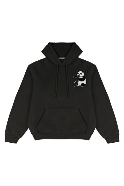 Welly Jones Unisex Cute Panda Printed Oversize Hooded Sweatshirt