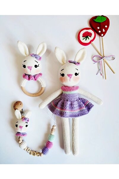 Damla Candy Tavsan Set - Amigurumi Oyuncak - Organik Oyuncak