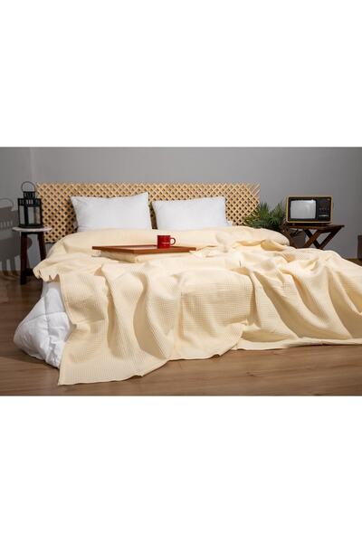 Ephemeris Pamuk Çift Kişilik Waffle Pike - Krem