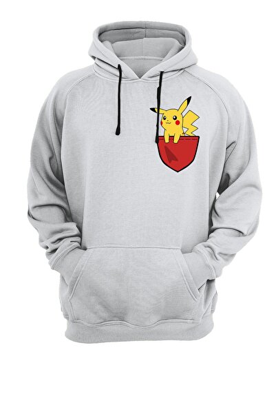 remonz Džemper sa kapuljačom bez zatvarača sa printom Pocket Pikachu