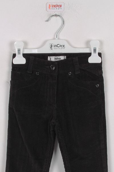 incity Girl's Skinny Leg Black Velvet Trousers