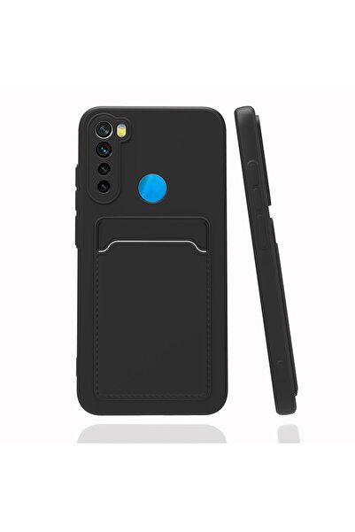 Fibaks Redmi Note 8 Case Camera Protected Card Holder Wallet Red Key Black Silicone Cover