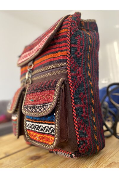 Bohemian Iranian Handmade Khaki Daily Bohemian Kilim Backpack