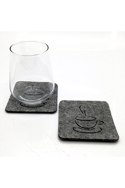 Lora Davet قاعدة أكواب لباد مربعة 6 قطع رمادي 61089