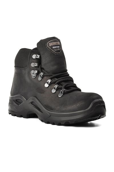 Scooter 1221 Crazy Black Γνήσιο Δερμάτινο Αδιάβροχο Unisex Outdoor Boots