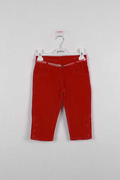 incity Girl's Cuff with Button Detail Velvet Red Capri