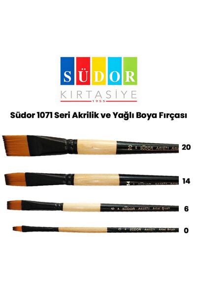 Südor Комплект синтетични плоски четки с къса дръжка от серия 1071, 4 броя