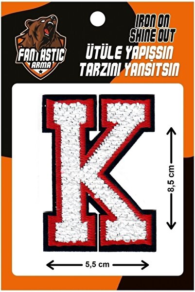 FANTASTIC ARMA Pluș țesut care se lipsește cu fier de călcat, colegiu, perforare, literă, alb, model K Arma