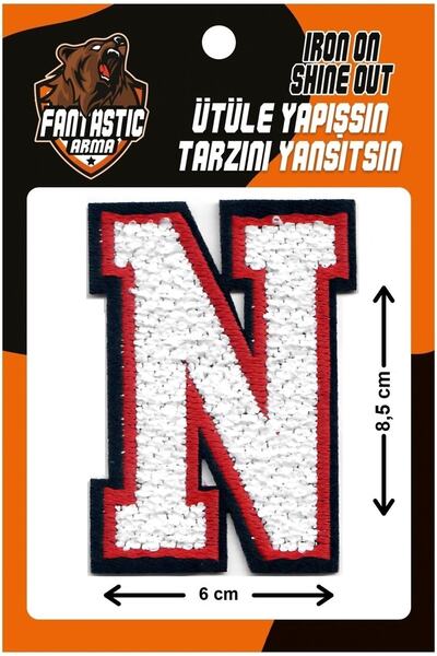 FANTASTIC ARMA Pluș țesut care se lipsește cu fier de călcat, colegiu, perforare, literă, alb, model N Crest