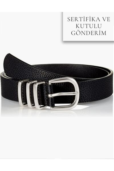 CSR AKSESUAR Three Bridge Silver Faux Leather Belt