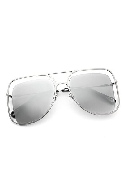 Angel Eyes Women's Sunglasses Square Design Silver Frame Silver Mirrored Glass