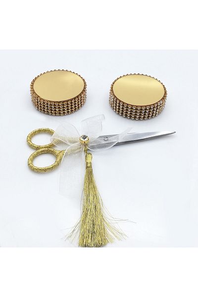 Lora Davet Δίσκος αρραβώνων Promise Scissors and Ring Risers Στρογγυλός 1 τεμάχιο χρυσό 53701
