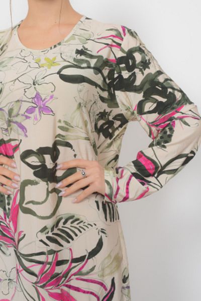 TUSSE Patterned Sandy Fabric Draped Non-Stick Digital Pattern Large Size Dress