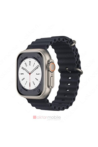 AktarMobile Watch Ultra 49 Mm Uyumlu Silikon Kordon Ocean Kordon Silindirik K...