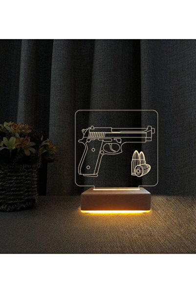 Vipyol Silah Tasarımlı 3d Led Masa Lambası Doğum Günü Hediyesi Lamba