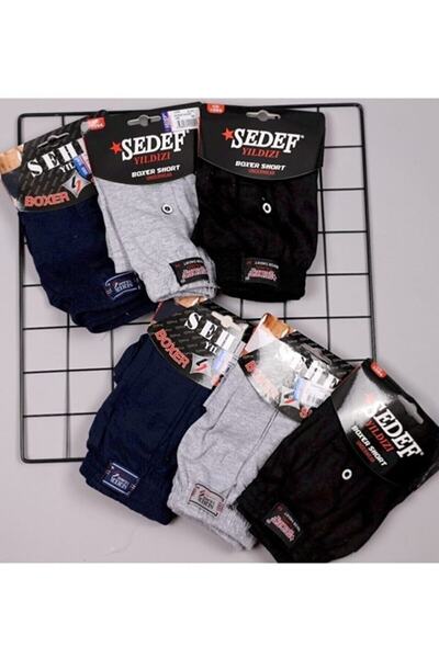 Sedef Star 6-пакет смесени цветове памучни боксерки с копчета