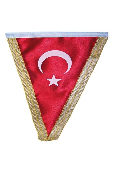 Vatan Masa Bayrağı Türk Üçgen Simli 15x22.5 Vt203