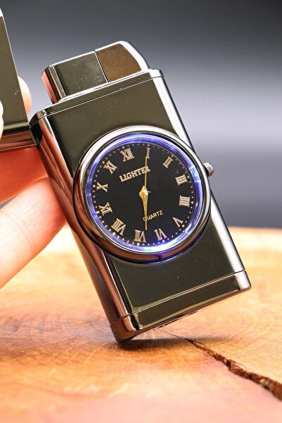 Genel Markalar Lüks Saatli Pürmüzlü Gazlı Çakmak