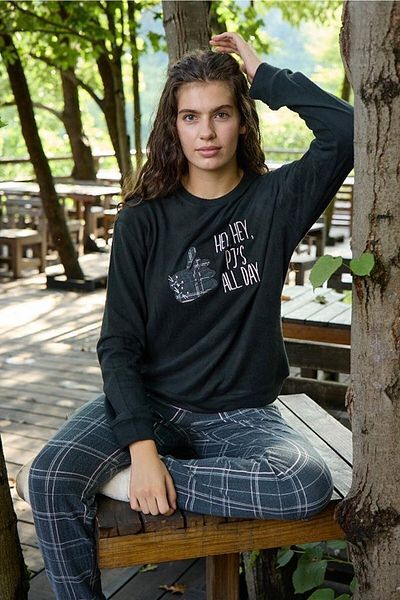 Aydoğan Black Women's Thermal Pajamas Set New Season