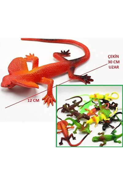tmtoysandmore Sürüngen Şaka Korku Hayvanları Esnek 30cm Uzar Kertenkele Bukalemun Cataphractus 8li
