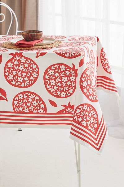 AYSHOME Ays Home Red Pomegranate Pattern Dining Table Cloth