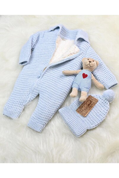 xomini Fermuarlı Lacoste Yakalı Bereli Organik Kuzu Yünlü Bebek Uyu Tulumu Ta...