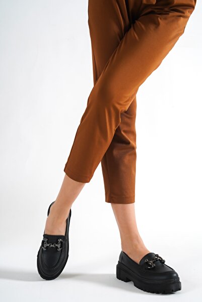 Artgoo Дамски обувки с дебела подметка от черна кожа